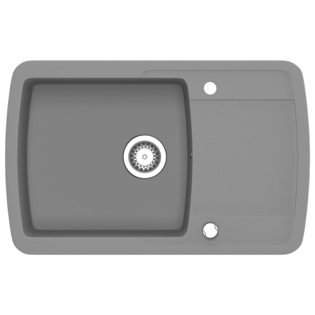 vidaXL Fregadero de cocina con un seno de granito gris