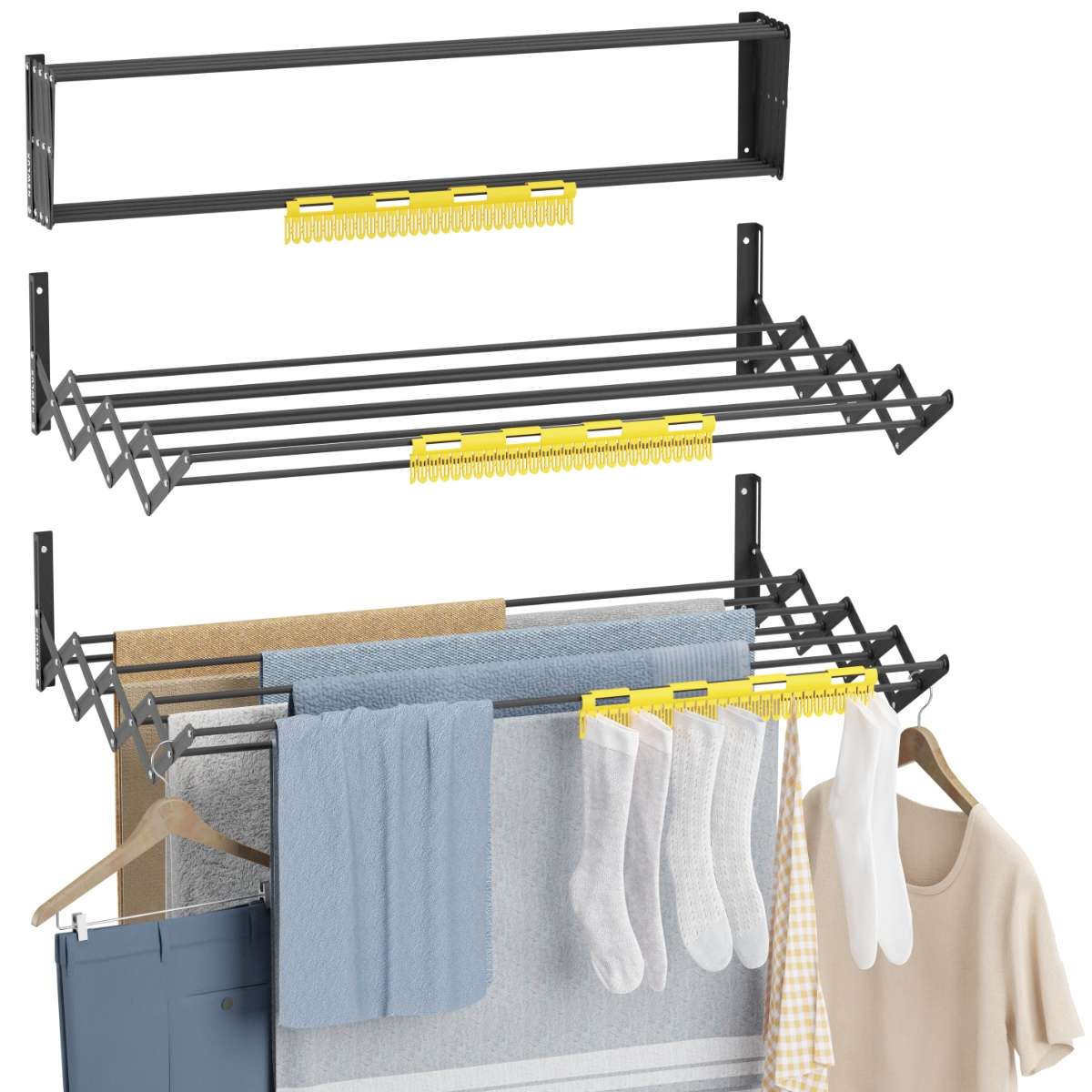 Newlux Tendedero Plegable Pared Wall V80 Blanco (80 x 60 x 19 cm) con capacidad para 9 m / 12 kg