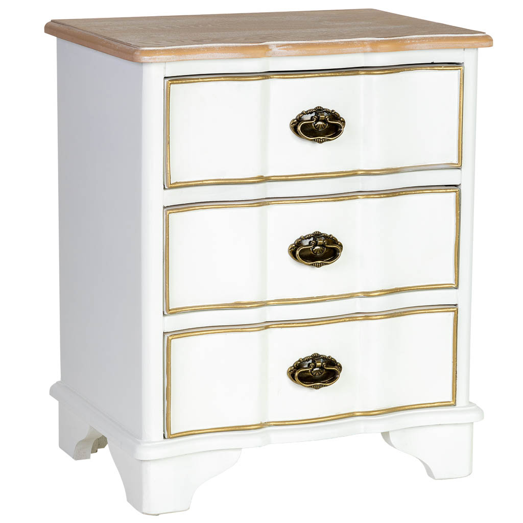 Wonderlust Deco - Mesita de noche de madera blanca 50x35x60h cm Blanco 50x35x60h cm