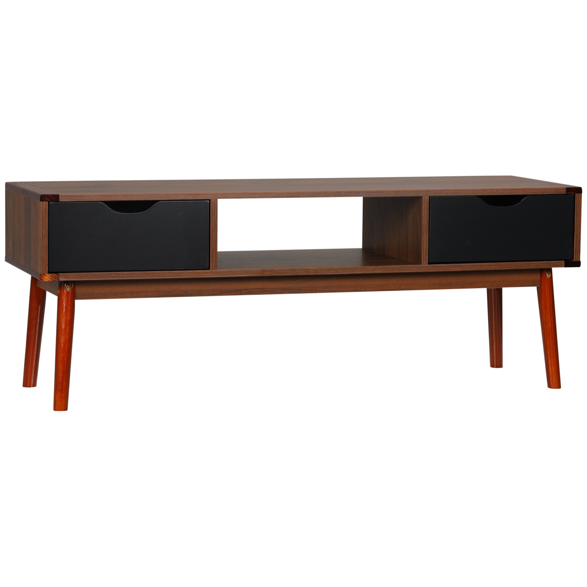 HOMCOM Mueble de TV Mesa de Salón para Televisión de 50 Pulgadas con 2 Cajones y Compartimento Abierto Estilo Moderno 122x39x46 cm Marrón