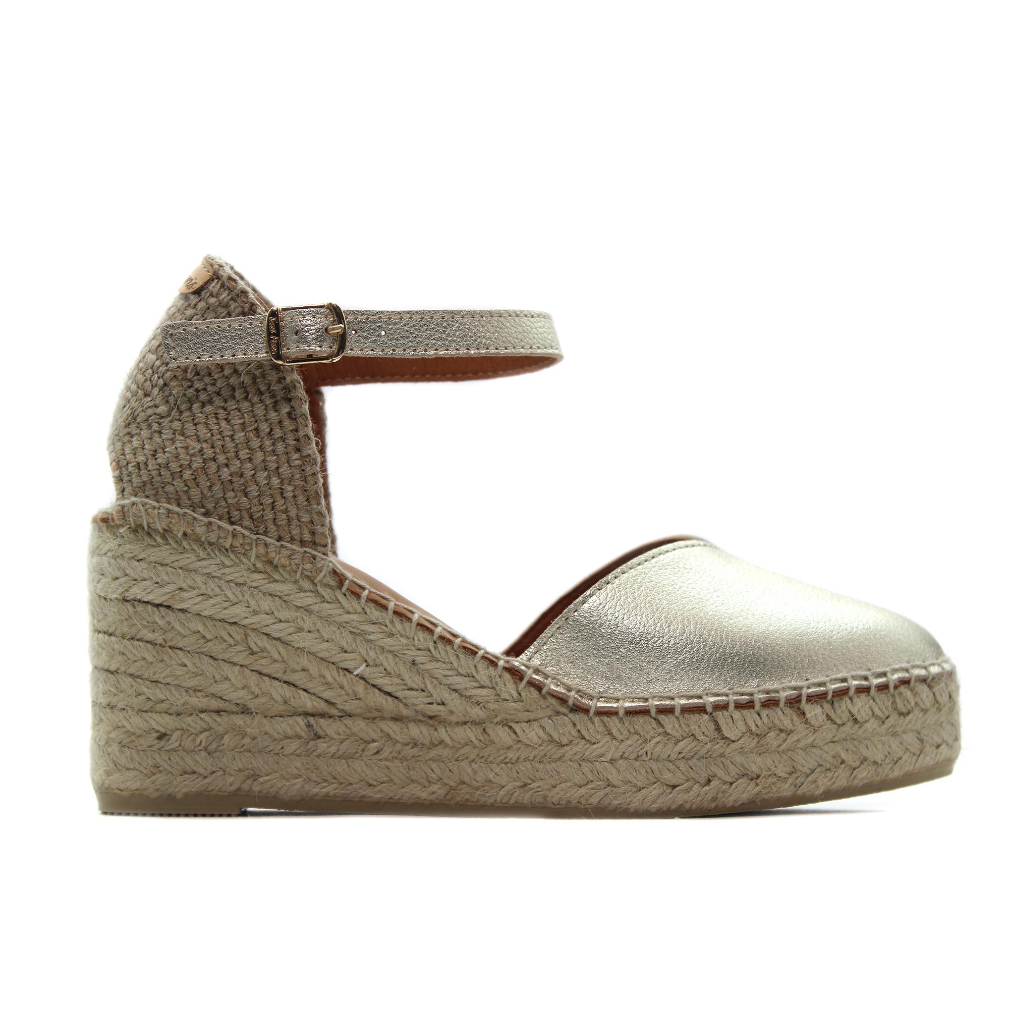 Toni Pons MAGDA-P Sandalia de pala,tira con hebilla,cuña y plataforma de esparto,alpargatas,espadril,de piel para señora