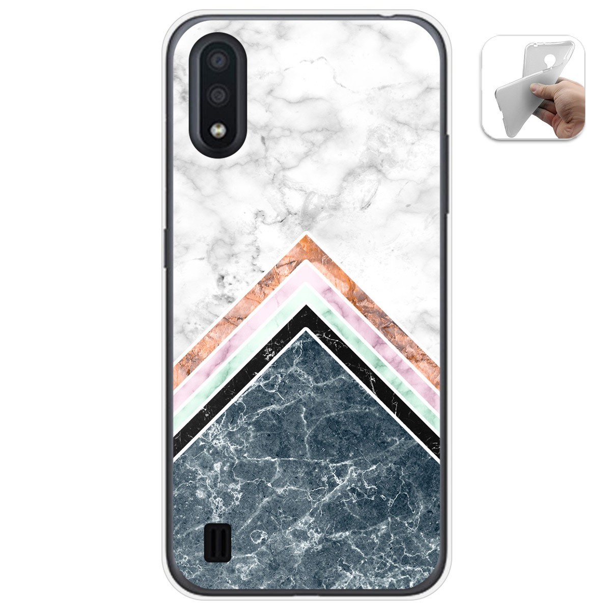 Tumundosmartphone Funda Gel Tpu para Samsung Galaxy A01 diseño Mármol 05 Dibujos