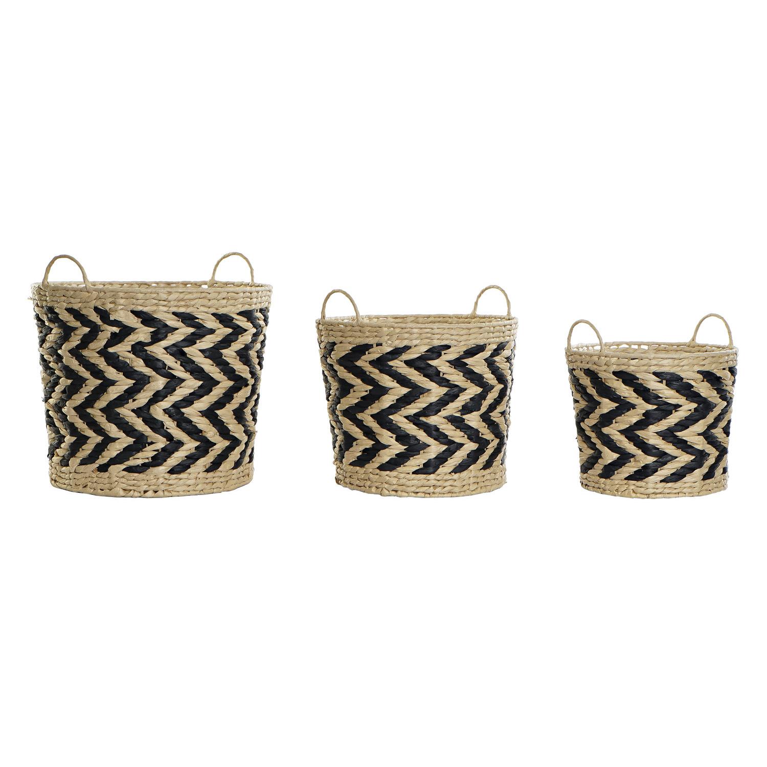 CESTA SET 3 FIBRA 40X40X35 NATURAL MARRON CLARO DC183681 - EL MEJOR COMPLEMENTO PARA TU HOGAR FIJALO