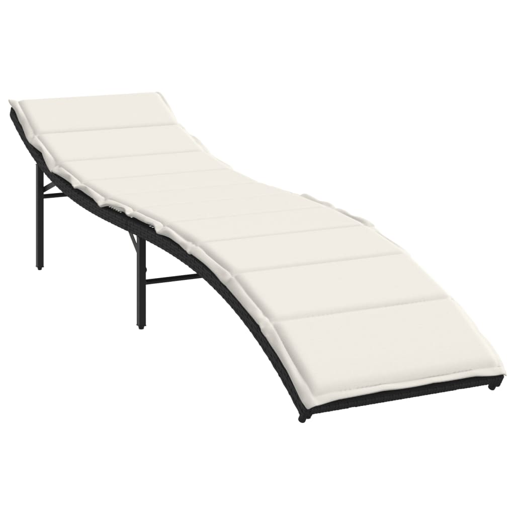 vidaXL Tumbona con cojín ratán sintético beige 55x199x50 cm en color beige y crema/Negro/Gris y más | acolchados duraderos para sofás de jardín terraza exterior