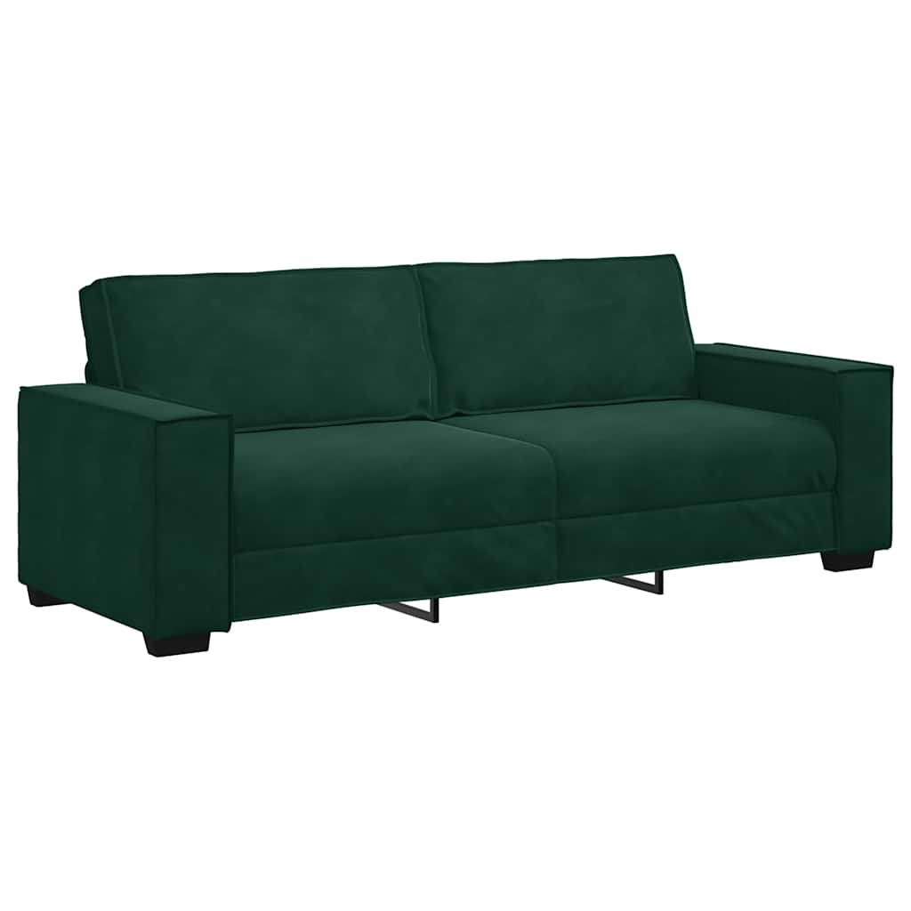 vidaXL Sofá de 3 plazas terciopelo verde oscuro 220x78x84 cm