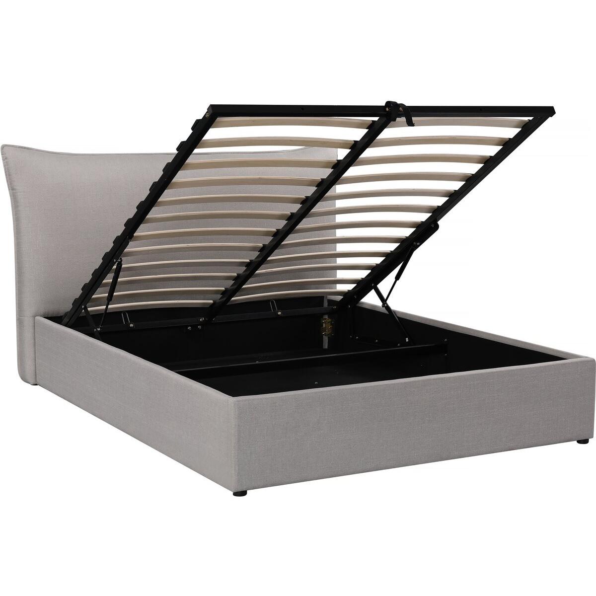 Habitat y Jardin - Cama doble con almacenaje "Megeve" 160 x 200 cm - Gris