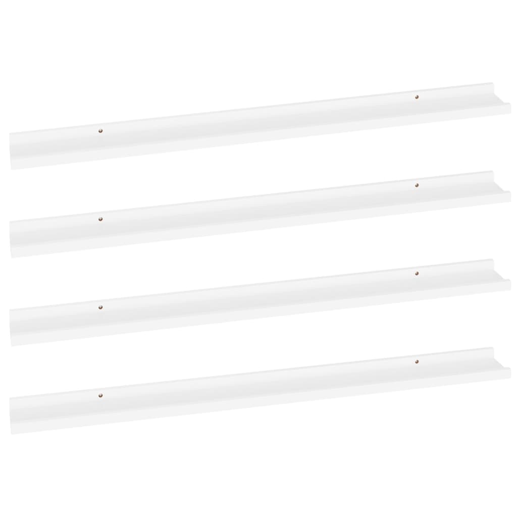 Vidaxl Estantes de Pared 4 Unidades 100x9x3 Cm Blanco Brillante