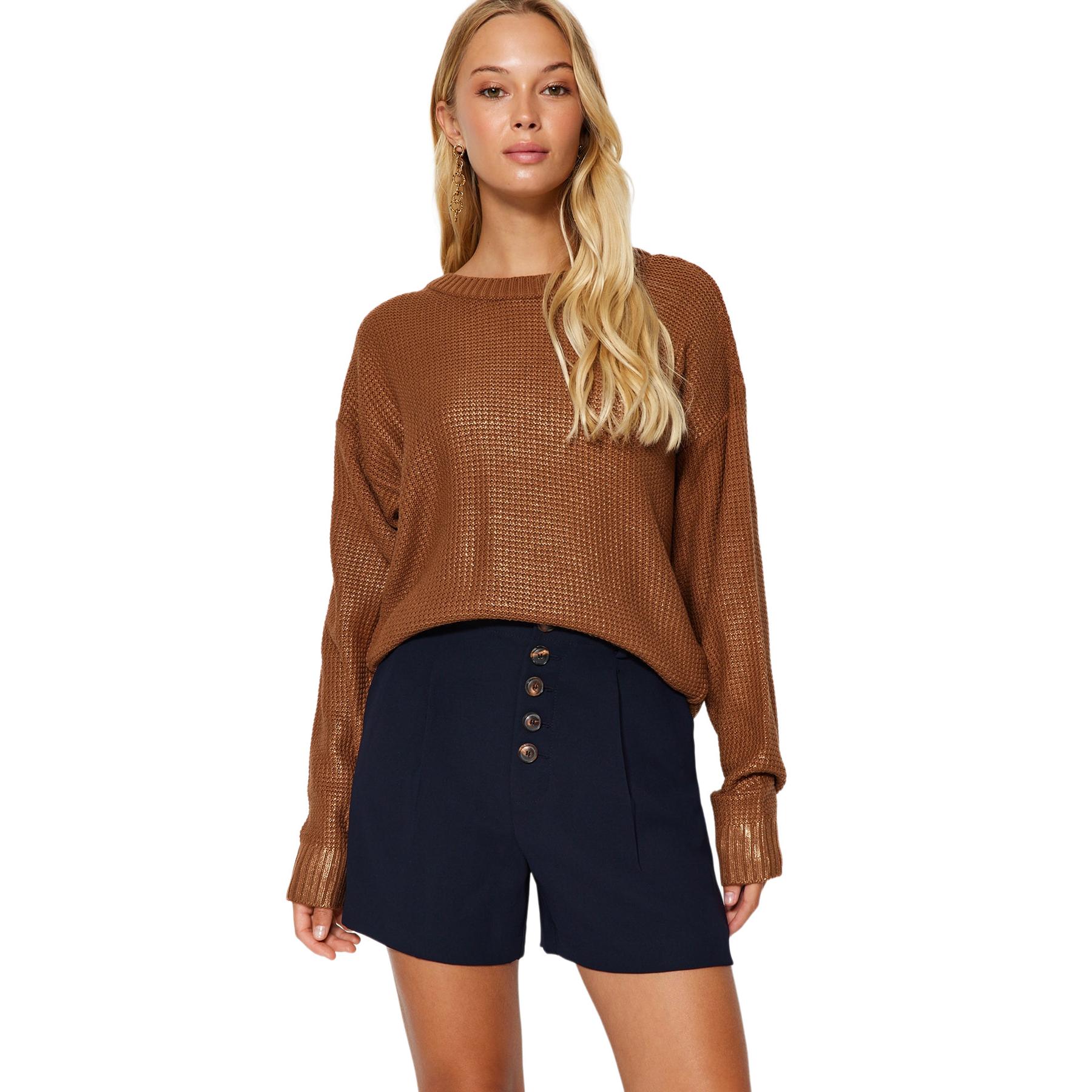 Trendyol Jersey De - Cómodo Y De Moda Marrón Mujer Mediano