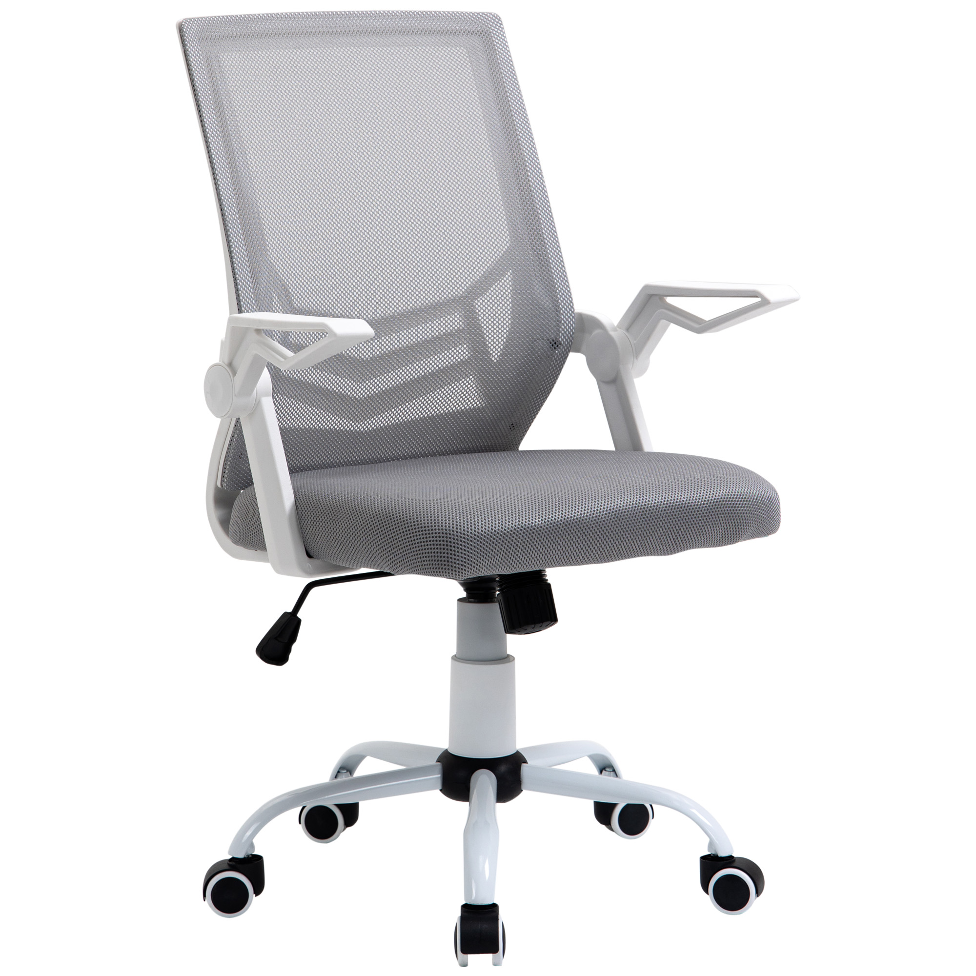 Vinsetto Silla de Oficina Ergonómica Silla Escritorio Giratoria con Altura Ajustable Reposabrazos Abatible Soporte Lumbar Transpirable para Adolescentes Adultos 62,5x55x94-104 cm