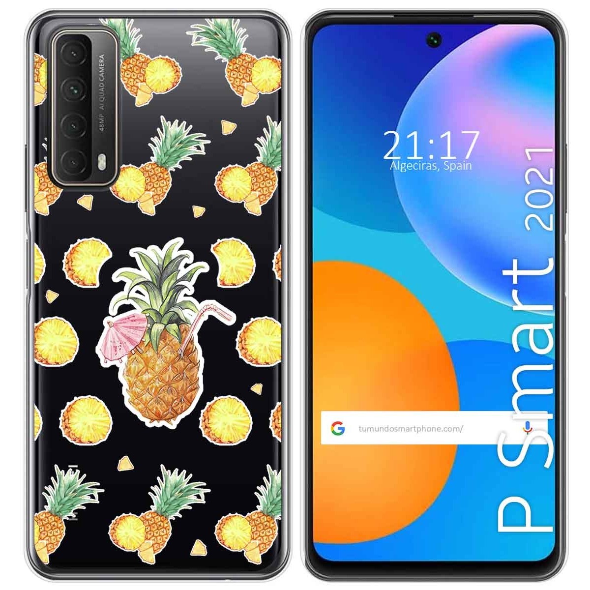 Tumundosmartphone Funda Gel Transparente para Huawei P Smart 2021 diseño Piña Dibujos