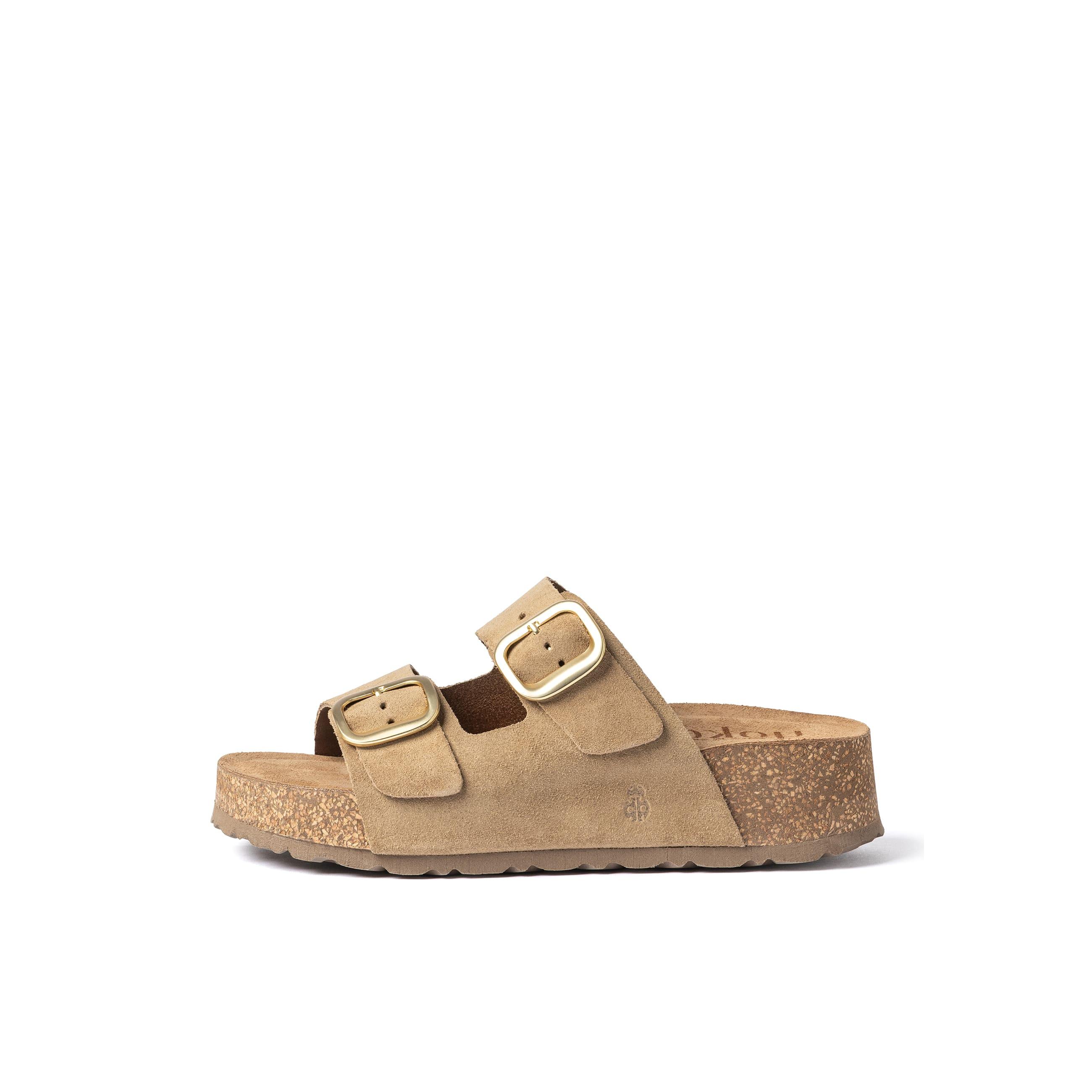 YOKONO Sandalia plataforma WIWI-003 MARRÓN CLARO | Zapatos mujer Primavera-Verano | Piel vacuna  Serraje | 4 CM
