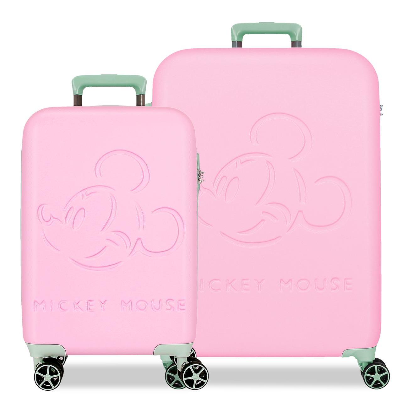 Set de Maletas Disney Crazy Trip 32L + 75L en ABS con Estampado de Mickey Mouse, Ideal para Viajes con Estilo y Magia
