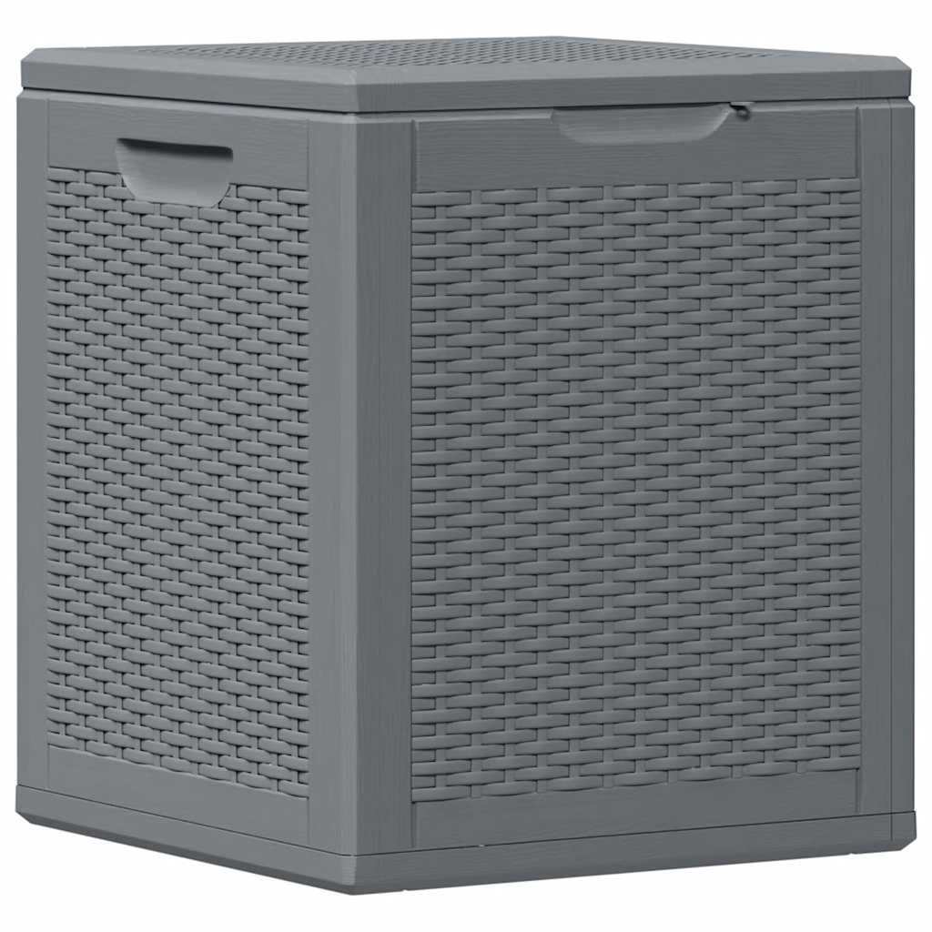 vidaXL Caja de almacenaje para jardín 90L PP negra ratán en color Negro/Gris