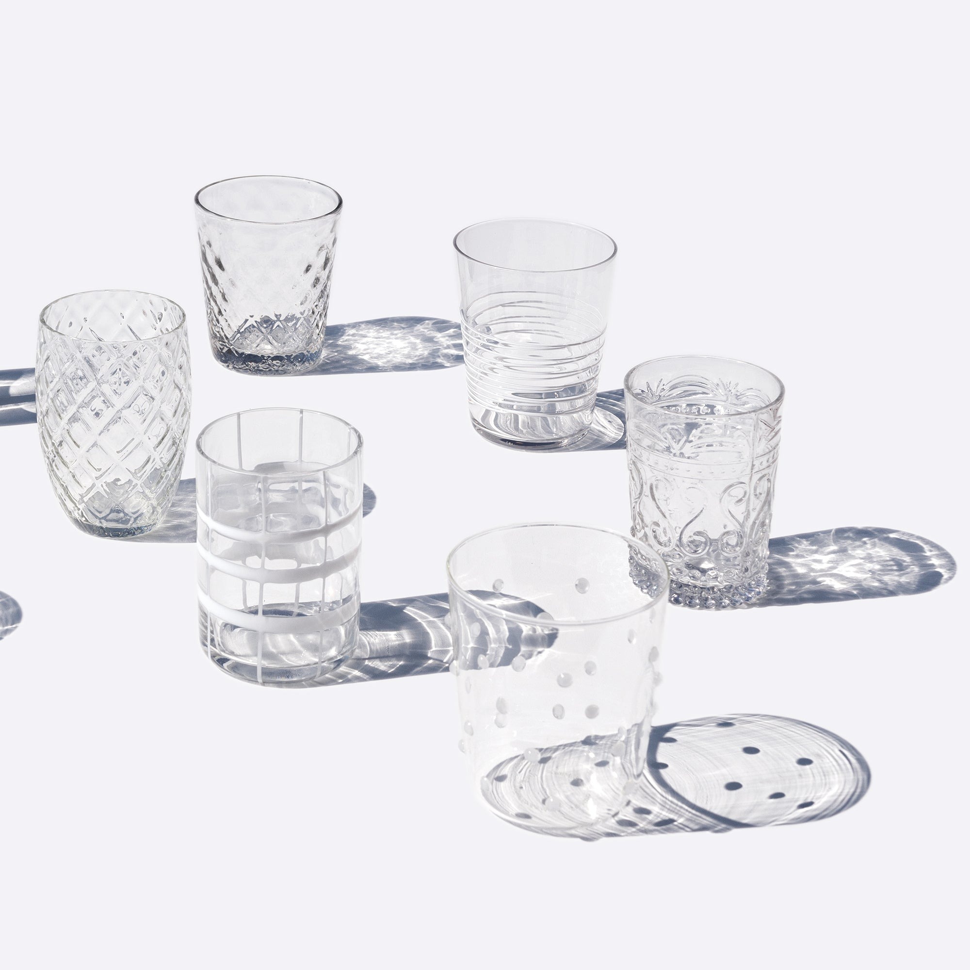 Zafferano Melting Pot Juego de 6 Vasos Monocolor - Transparente - Vidrio Soplado a Mano, 32 cl - Vasos Artesanos para Agua y Cócteles