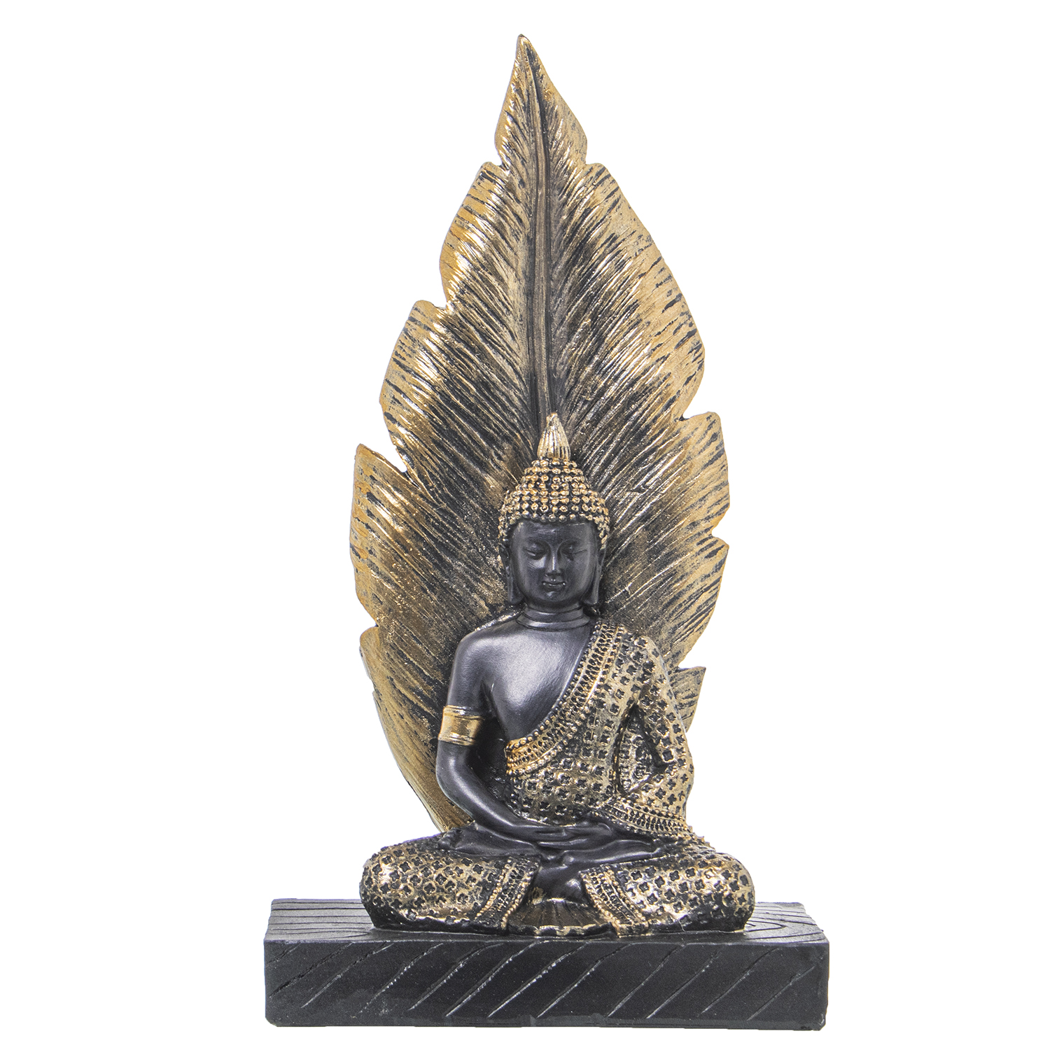 Figura resina buda dorado, marron 15x7x27cm
