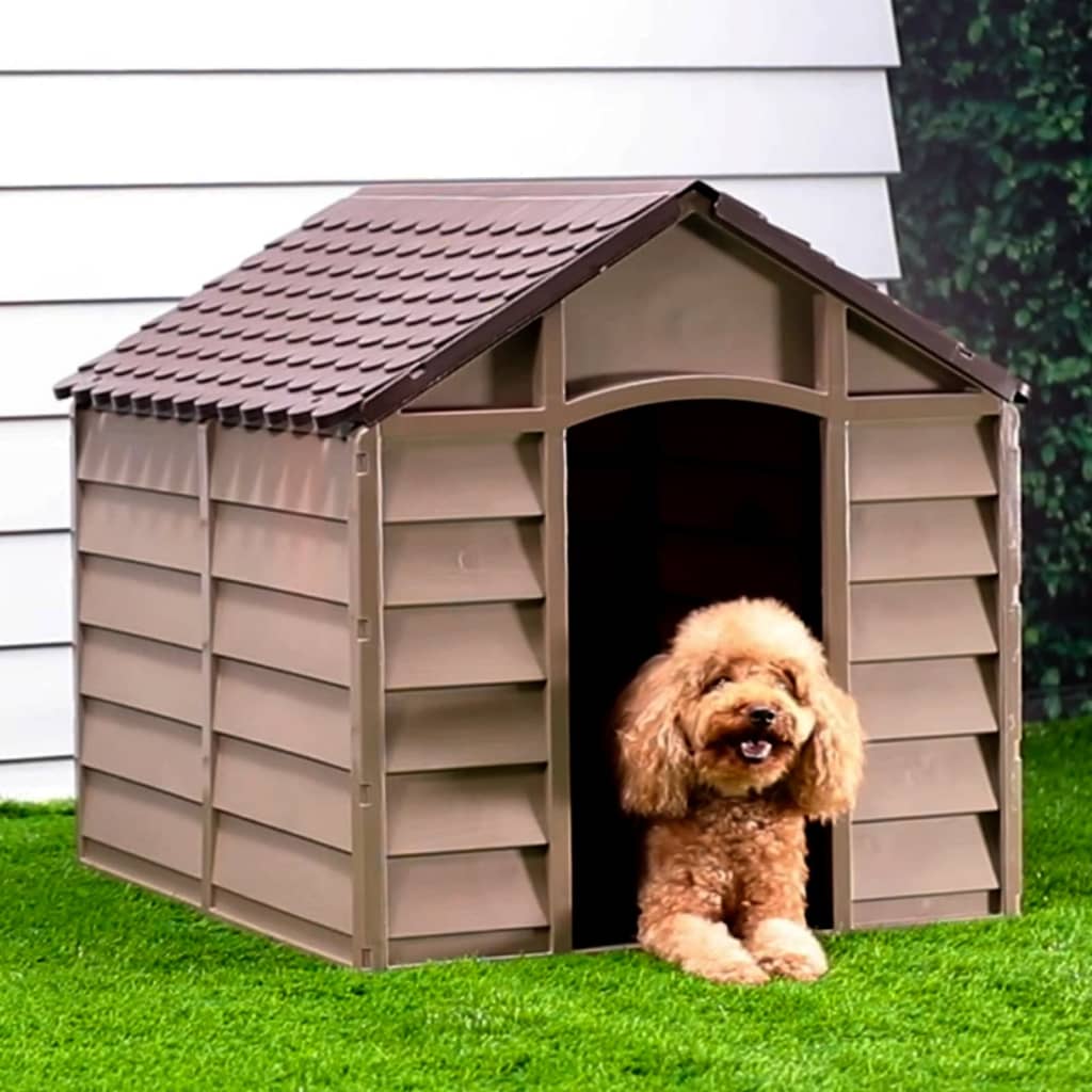 vidaXL Caseta para Perros Marrón PP Mascotas Jaula Cabaña Refugio Casa Patio Dimensiones 71 x 71.5 x 68 cm, 86 x 84 x 82 cm