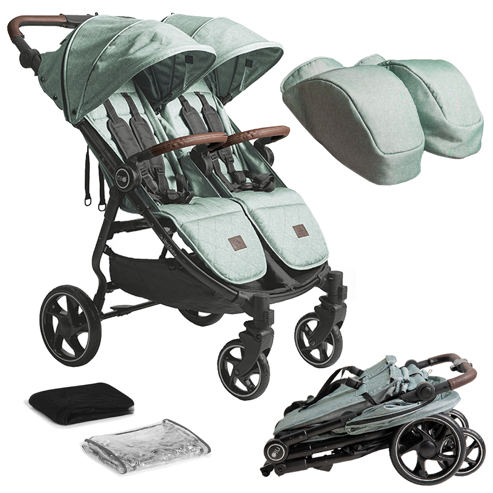 Niu - Silla de paseo Gemelar VentTwin+ para bebes - Ligera, Compacta y Versátil Carro Gemelar: Capazo NO incluido (aparte) - Respaldos y Reposapiés ajustable Chasis de aluminio - capota XXL…