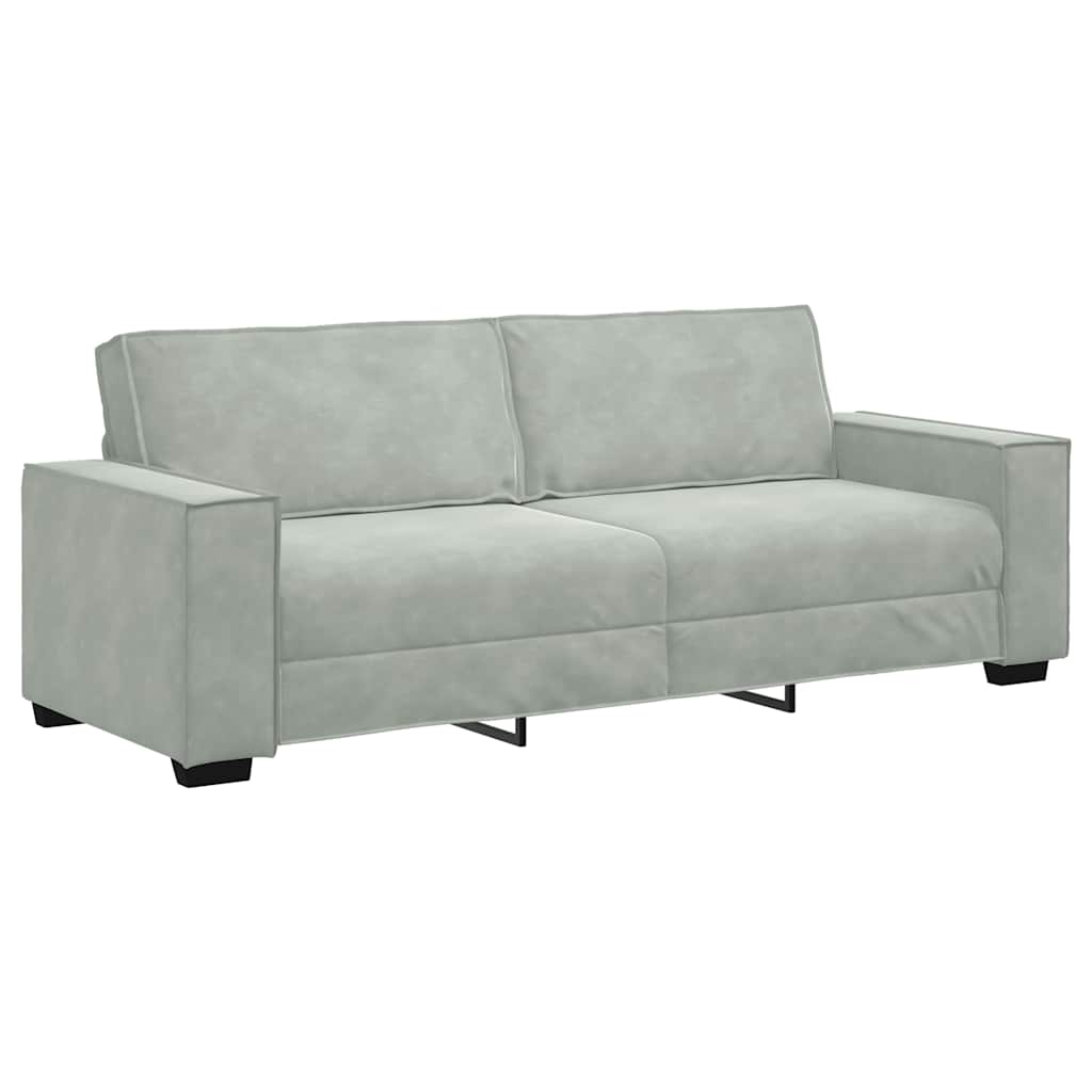 vidaXL Sofá de 3 plazas terciopelo gris claro 220x78x84 cm