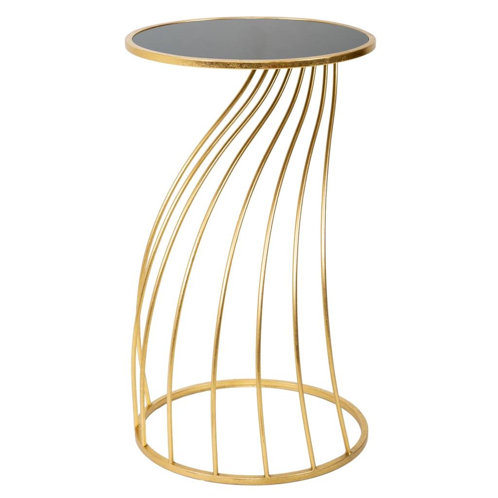 WANDERLUST DECO Mesa auxiliar de metal dorado con superficie de cristal d43x73h cm