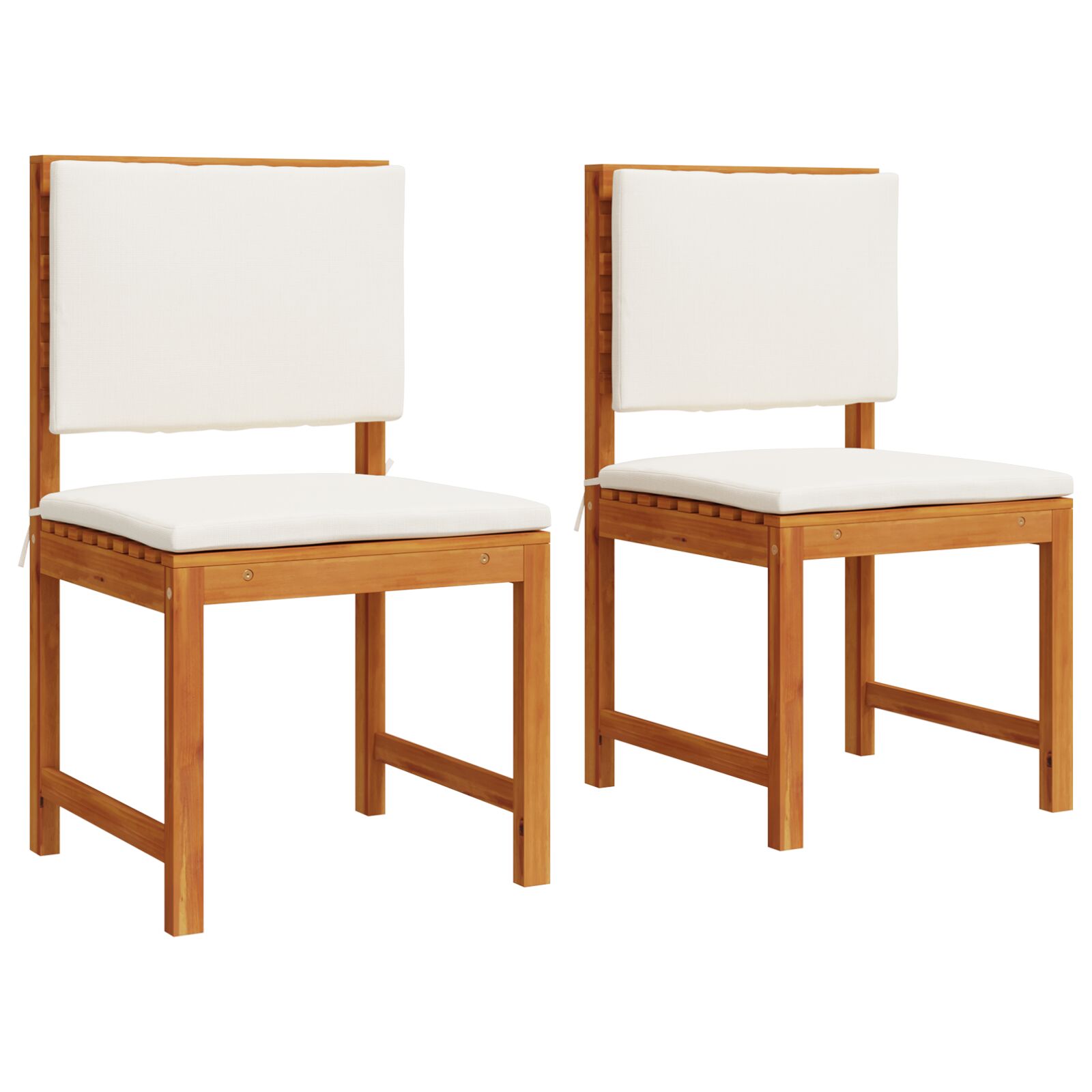 Sillas de Jardín sin Brazos con Cojines de Madera Maciza de Acacia - 2 Pcs