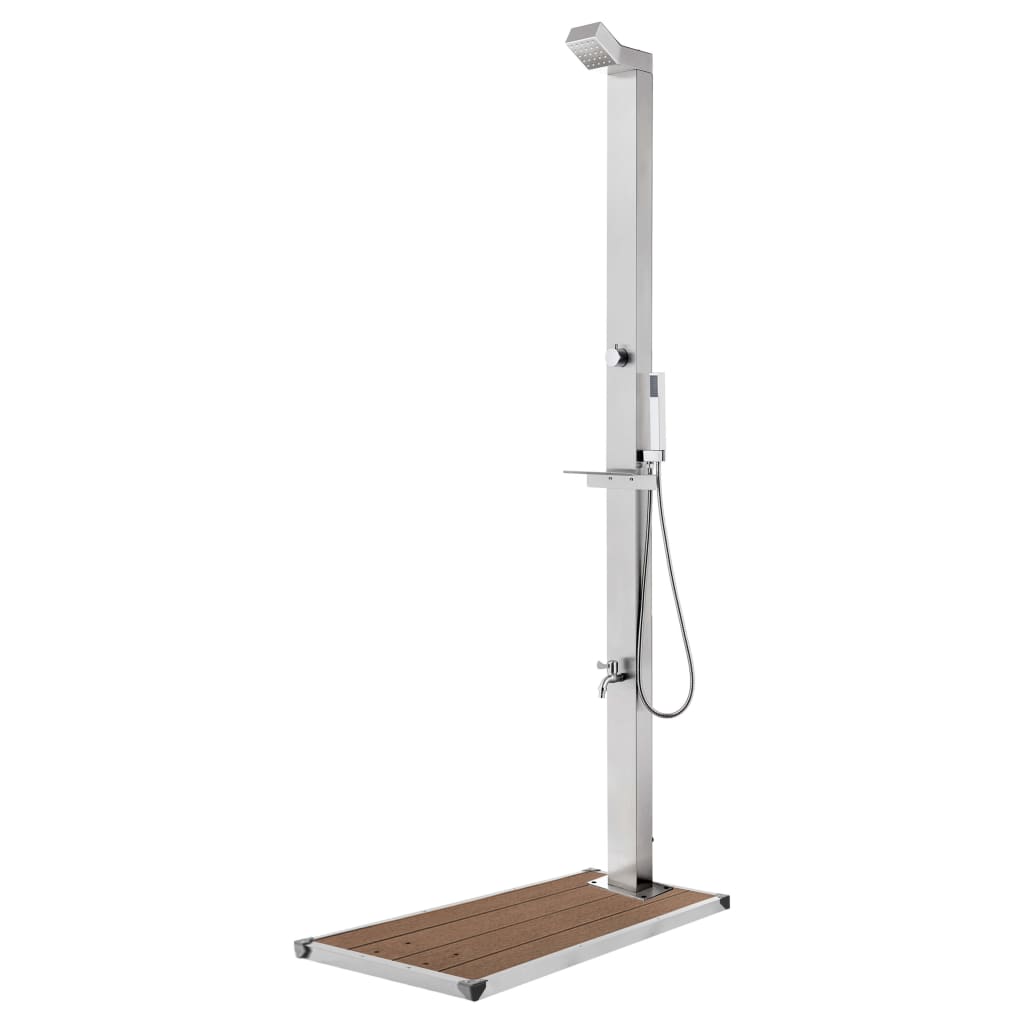 vidaXL Ducha de Jardín con Base 225 cm Acero Inoxidable Piscina Playa Color Gris, Marrón, y mas
