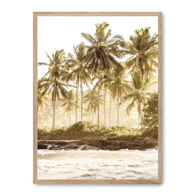 Cuadro paradise beach 30x40cm, Póster impreso en papel de primera calidad de 180gr, montado sobre marco de madera MDF acabado roble., Naturaleza - Playa