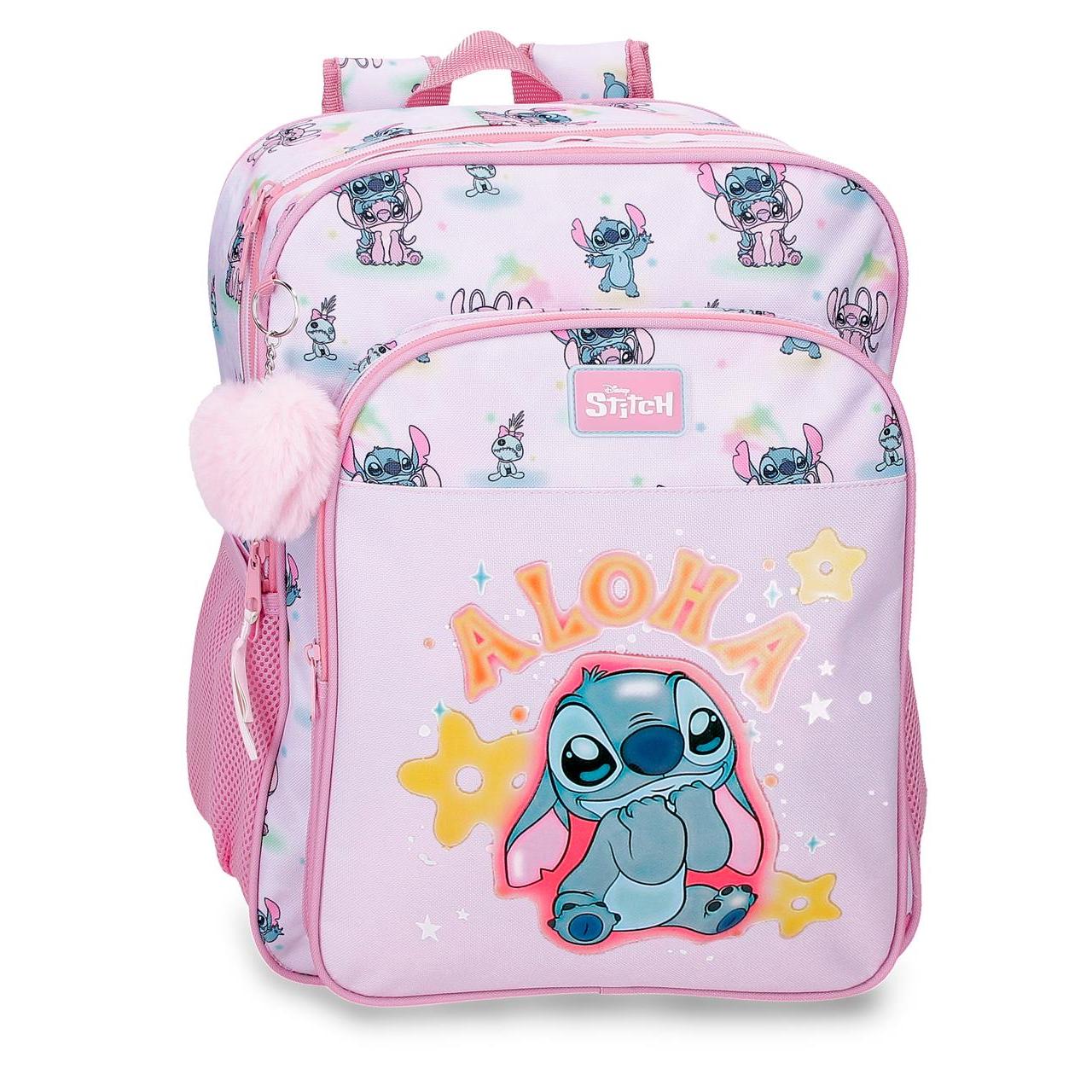 Mochila escolar adaptable a carro Stitch You & Me 30x40x13cm Malva