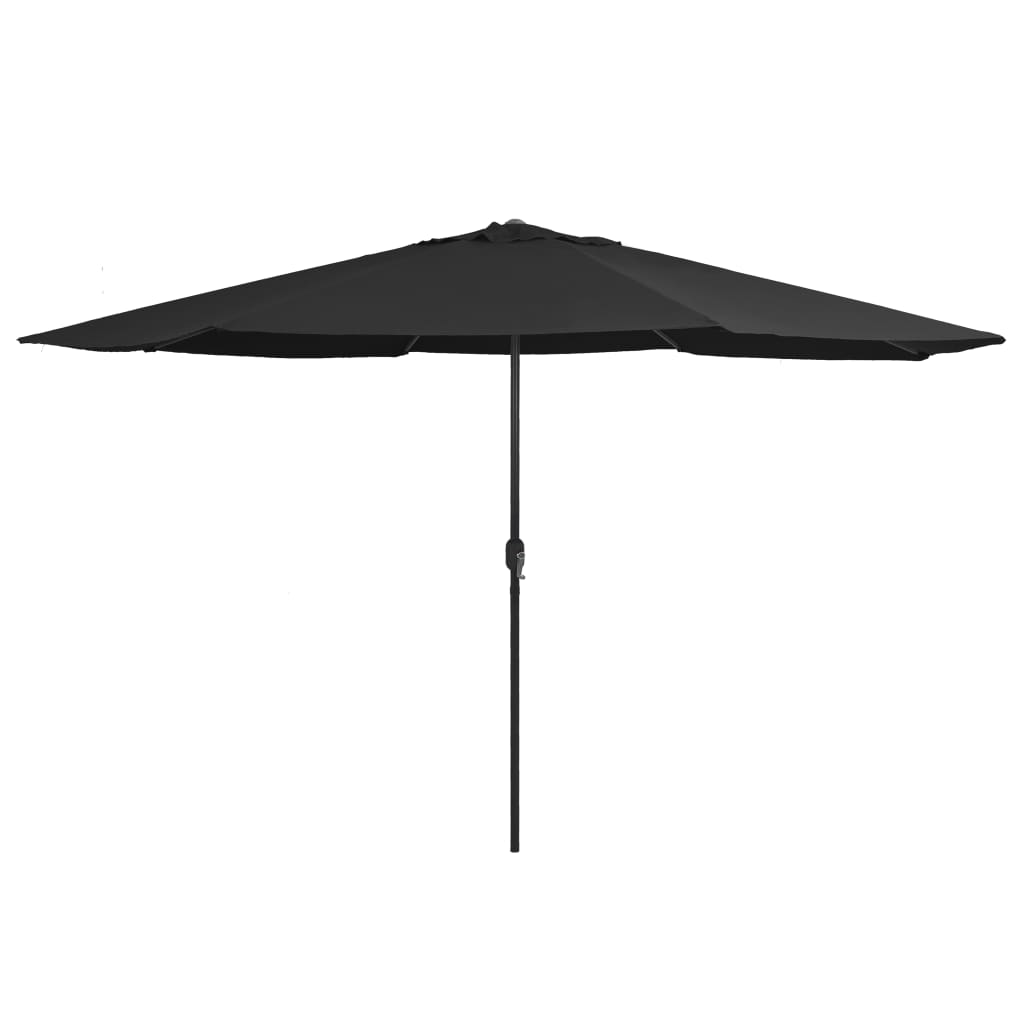 vidaXL Sombrilla de jardín con palo de metal negra 390 cm