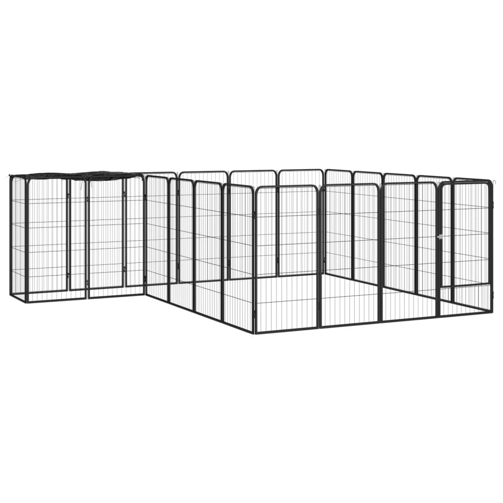vidaXL Corral para Perros Acero con Recubrimiento en Polvo Cachorros Dimensiones 100x50x100 cm (6 paneles),  200x50x100 cm (10 paneles),  200x150x100 cm (14 paneles) y mas