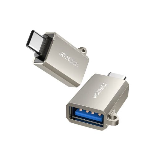 Joyroom adapter, male type-c 3.2 to female usb with lanyard eyelet, silver (s-h151)