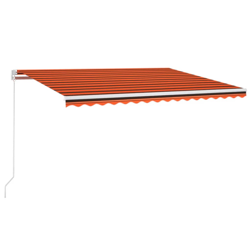 vidaXL Toldo retráctil manual con LED naranja y marrón 400x300 cm