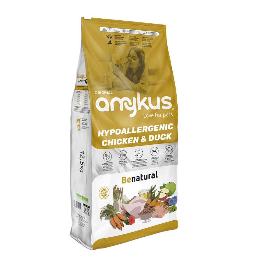Amykus Gourmet Hypoallergenic Grain Free Chicken & Duck - Pienso para Perros Adultos hipoalergénico, sin Cereales, de Pollo y Pato