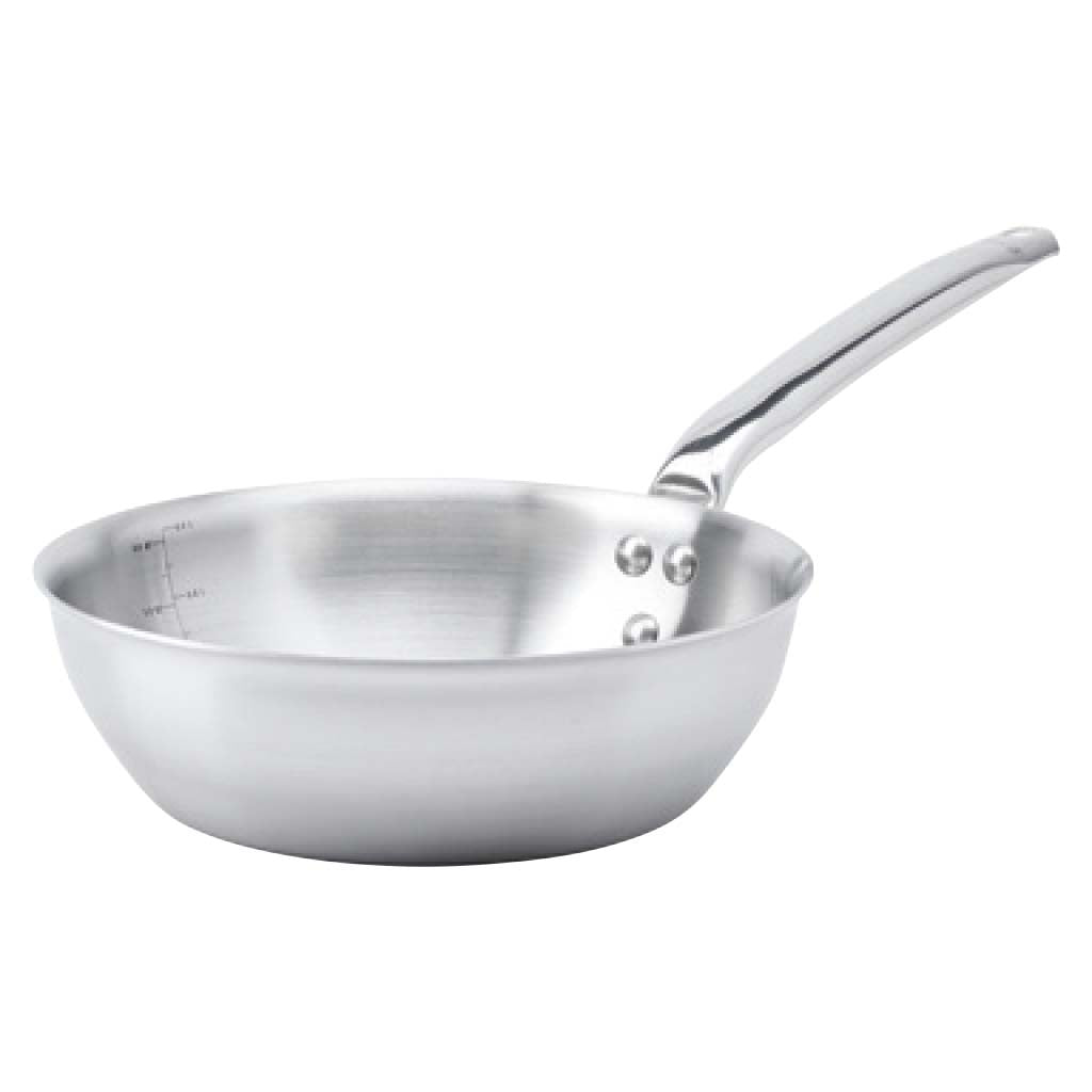 Sartén Wok Alchimy De Buyer 16 cm y 24 cm, Acero Inoxidable con Interior de Aluminio para una Distribución Uniforme del Calor, Apta para Inducción y Horno
