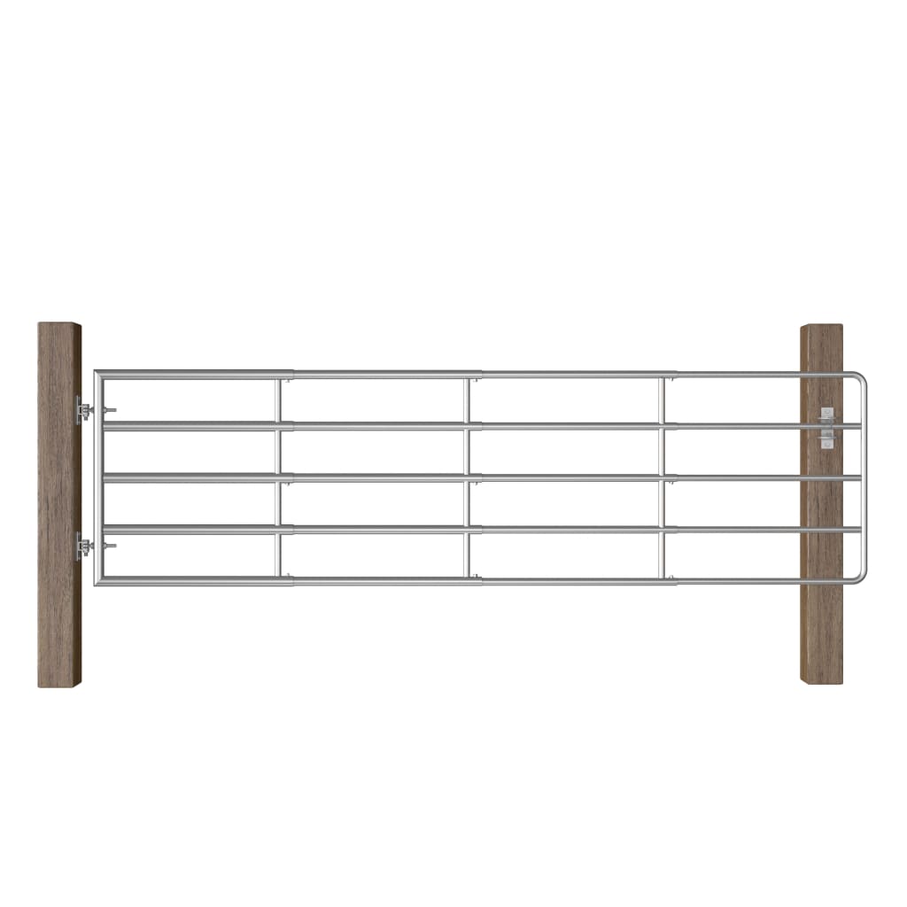 vidaXL Cancela de 5 Barras para Campo Acero Plateado Puerta de Jardín Granja Dimensiones (95-170) x 90 cm, (115-300) x 90 cm, (150-400) x 90 cm