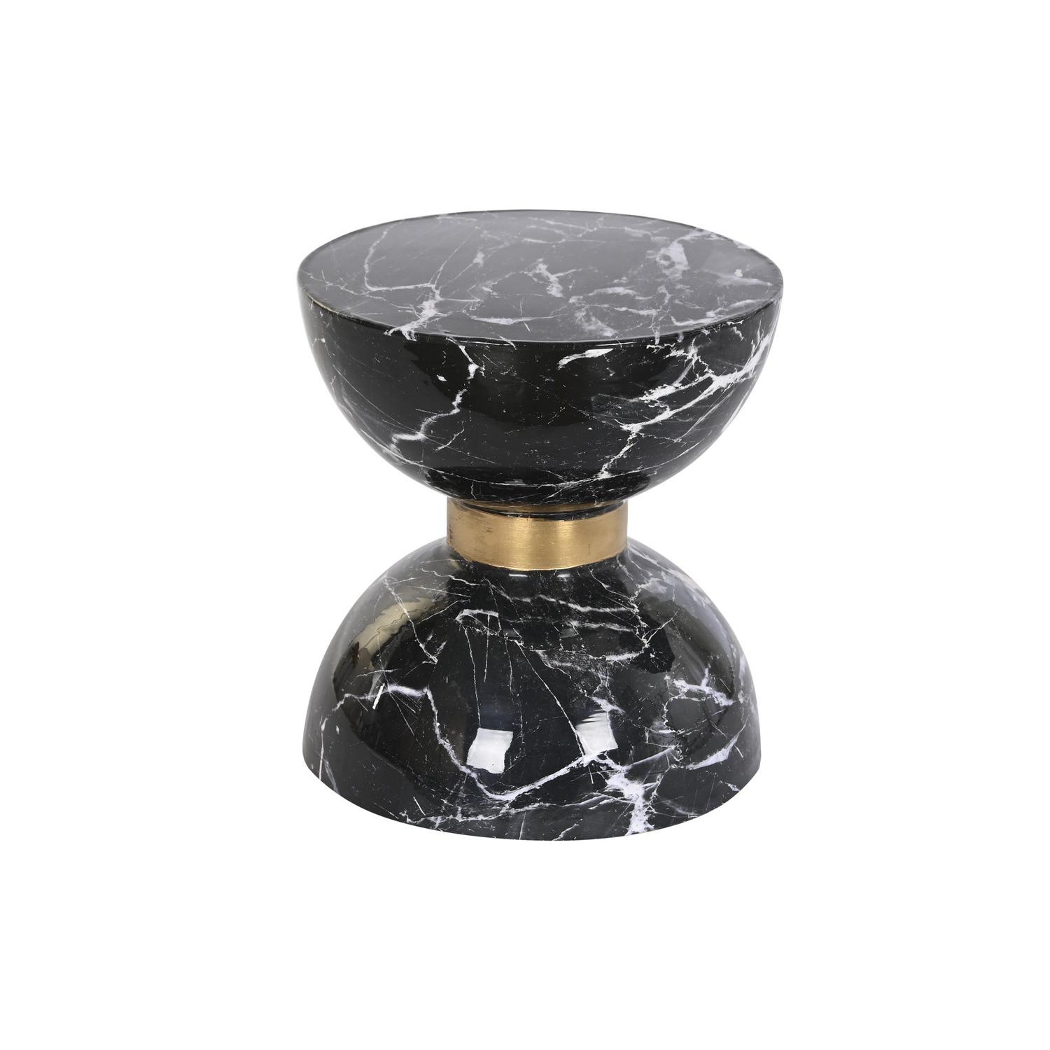 Mesita Auxiliar Hierro 33X33X35 Simil Marmol Negro - Fijalo - El mejor complemento para tu hogar.
