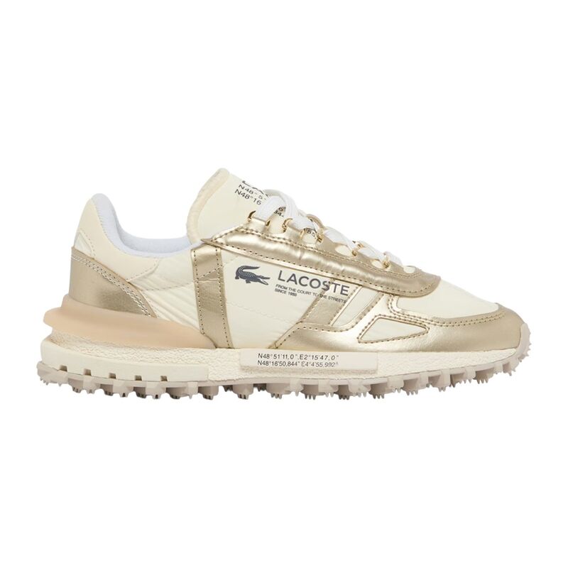 Zapatillas Doradas Lacoste Elite Active White Gold con Estilo Running de los 70