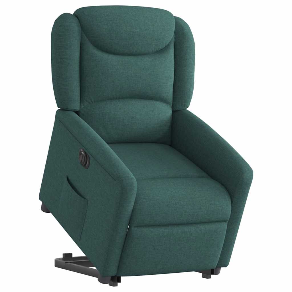 vidaXL Sillón eléctrico reclinable elevable de tela verde oscuro
