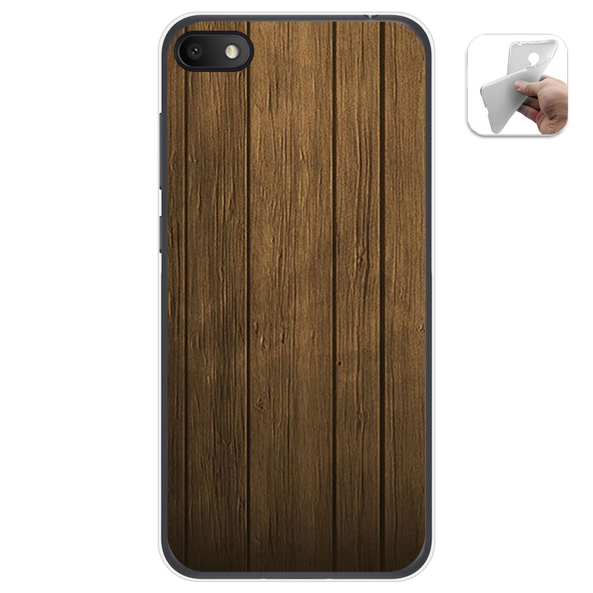 Tumundosmartphone Funda Gel Tpu para Alcatel 1V 2019 diseño Madera Dibujos
