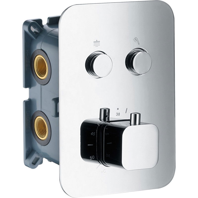 Imex CTP02V grifo empotrado de ducha termostático cuadrado 2 vías diseño moderno