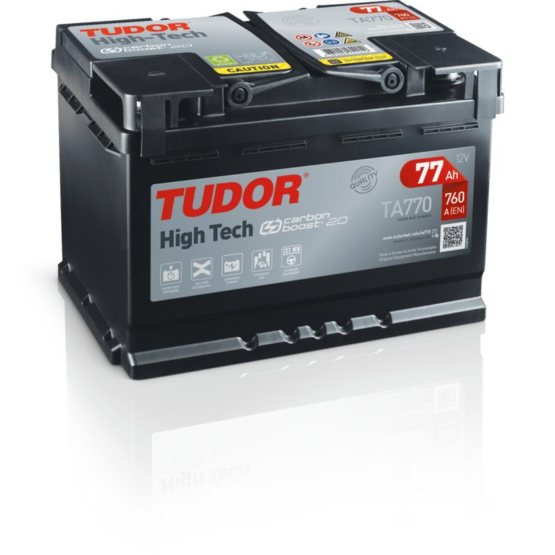 Tudor TA770 Batería de Coche 77Ah 760A Alta Potencia para Automóvil de Turismo
