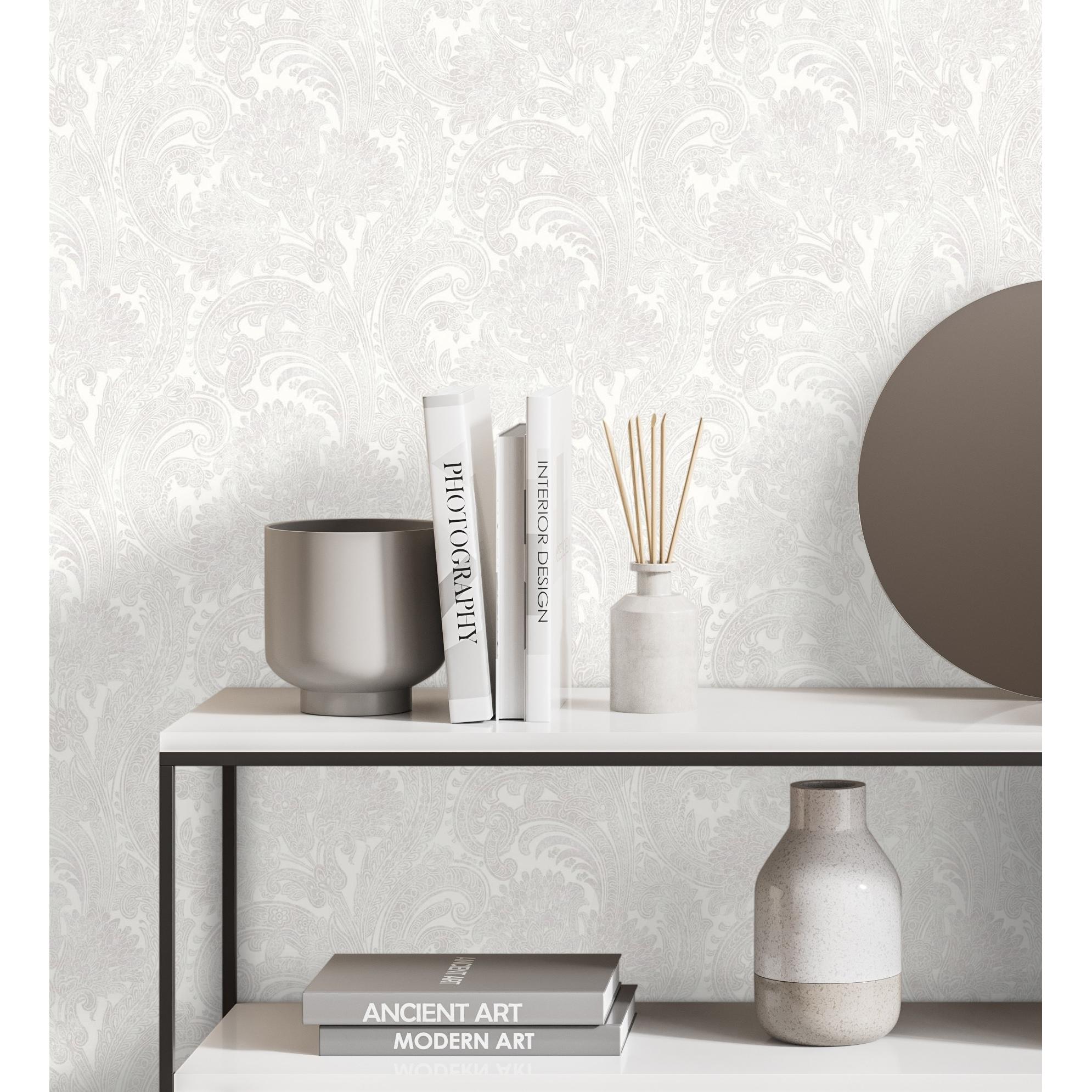Papel pintado vinílico cachemir floral hindú con relieve efecto textura de tela - Tamil Etnik 676347 de GAULAN - Rollo de 10 m x 1,06 m