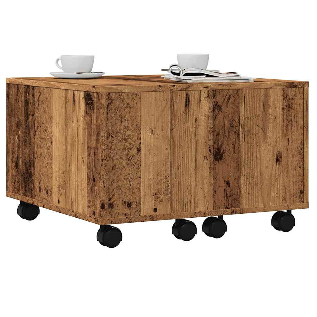 vidaXL Mesa de centro madera de ingeniería envejecida 60x60x38 cm en color Madera antigua/Roble artisan | estructura resistente ideal para salón dormitorio o estudio