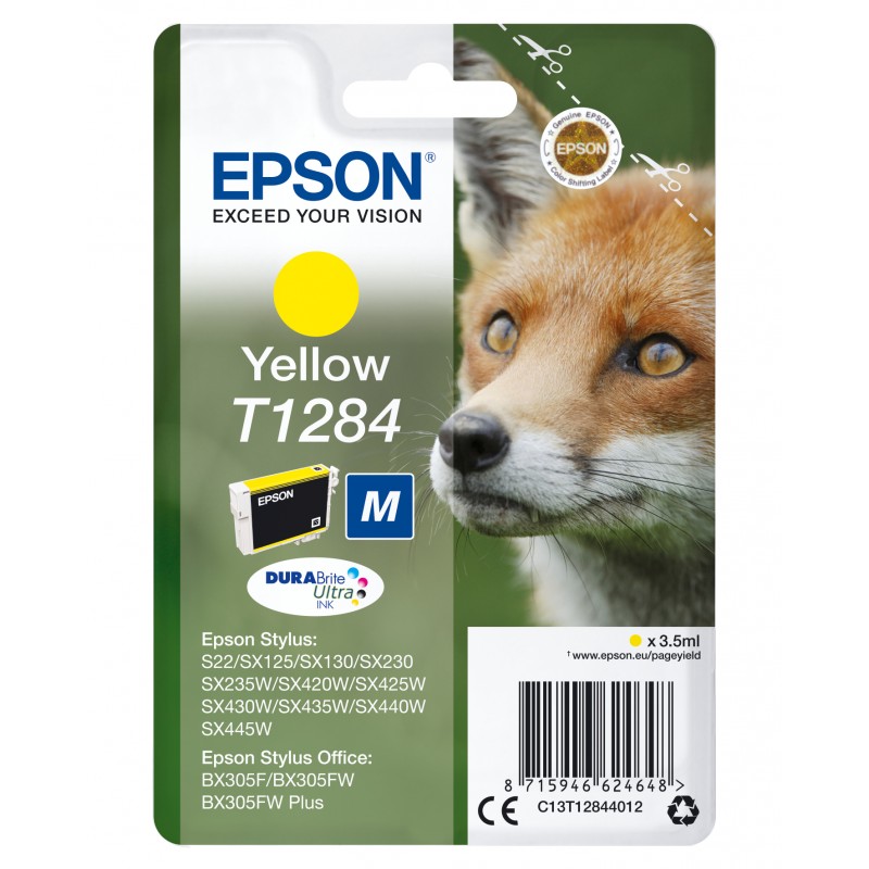 Epson - Fox Tinta amarilla T1284 DURABrite Ultra Zorro - C13T12844012 C13T12844012