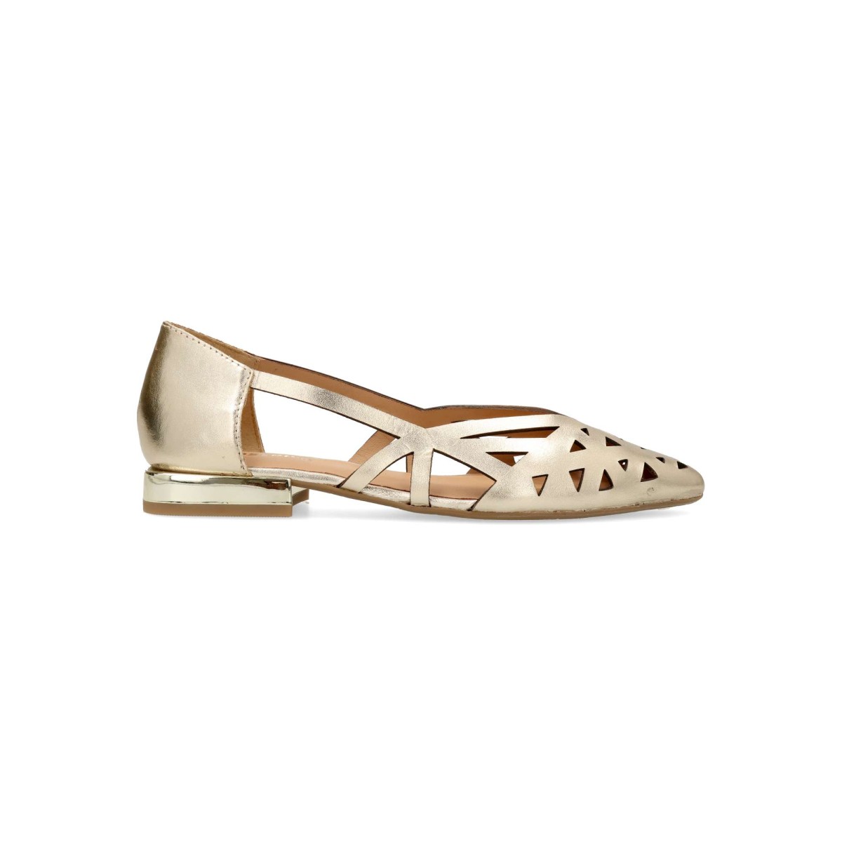 Gioseppo - Bailarinas Bumala de piel calada metalizada, zapatos planos para mujer cómodos y elegantes ideales para vestidos y faldas en verano