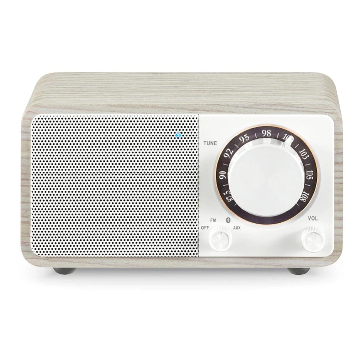 Radio Analógico con Altavoz Radio con mueble de madera Sangean WR-7 PLUS  | FM, a Hasta 40 horas de reproducción en modo Bluetooth, Roble de luz de luna