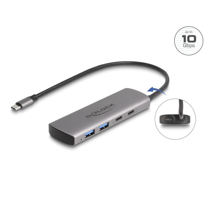 DeLOCK 64299 hub de interfaz USB 3.2 Gen 1 (3.1 Gen 1) Type-C 10000 Mbit/s Gris