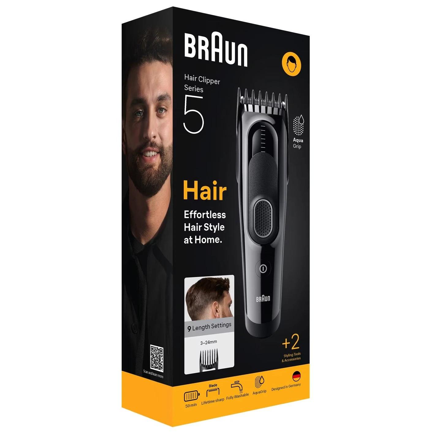 Cortapelos Inalámbrico BRAUN HC5510  | corte Mínimo 3mm, Corte Máximo 24mm, 9 Pasos, Negro