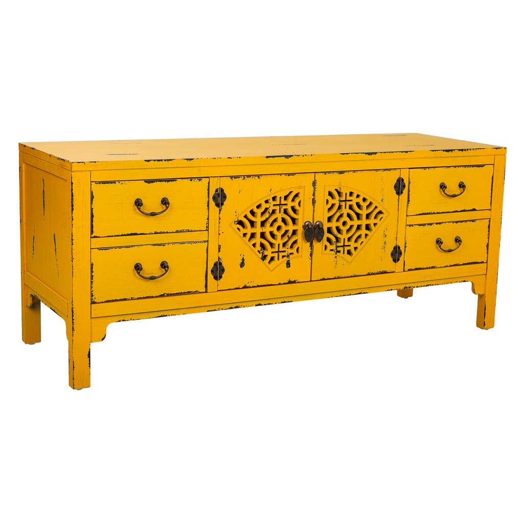 Wonderlust Deco - Aparador de madera amarillo 120x40x50 cm Amarillo 120x40x50h cm