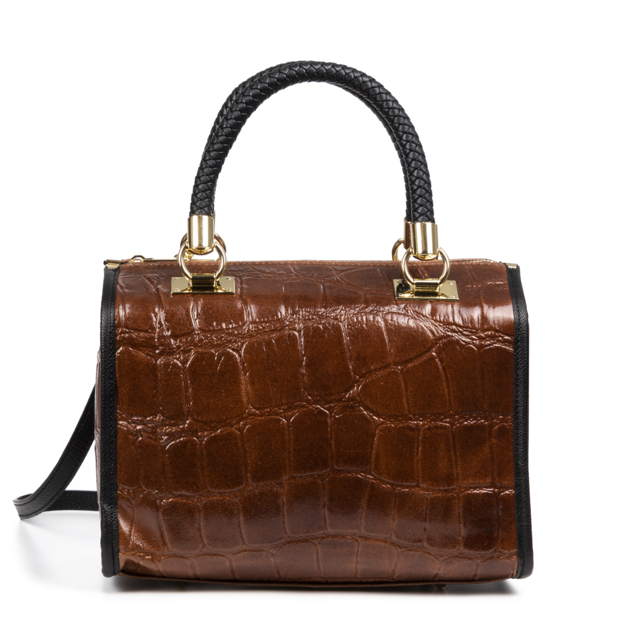 Firenze Artegiani. Catena Bolso tote Mujer.Piel auténtica Gamuza Grabado Cocodrilo Grande . Made in Italy. Vera Pelle Italiana.
