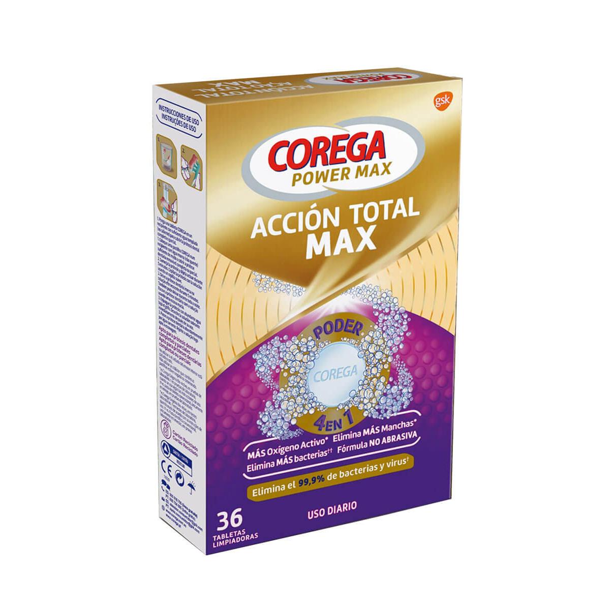Corega power max acción total 36 tabletas